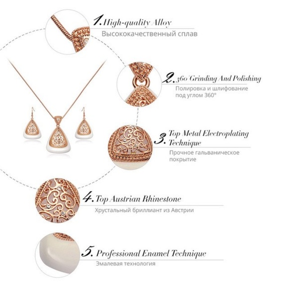 Rose Gold Triangular Jewelry Set - Picture 5 of 5